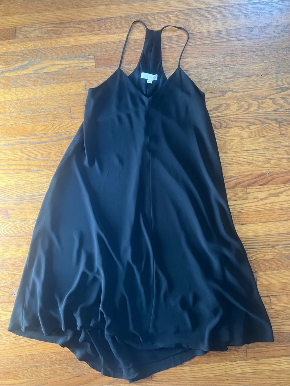 LOFT Black racer back Midi Dress